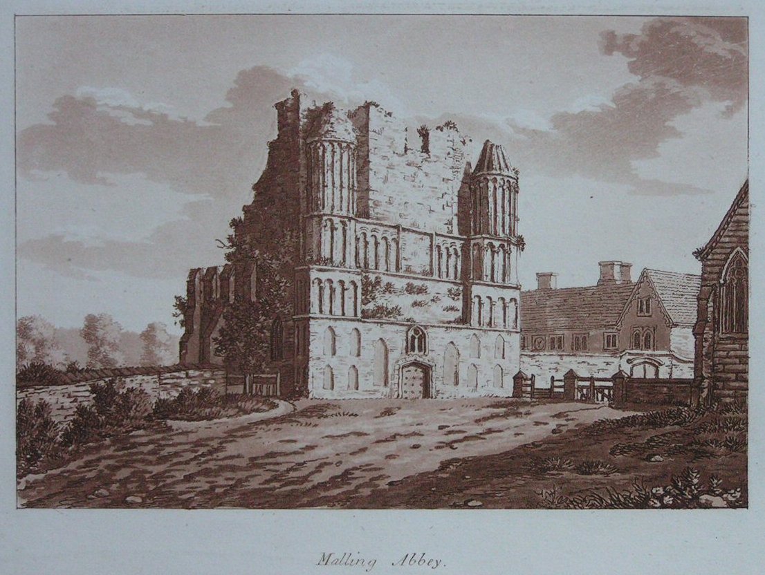 Aquatint - Malling Abbey - Ireland